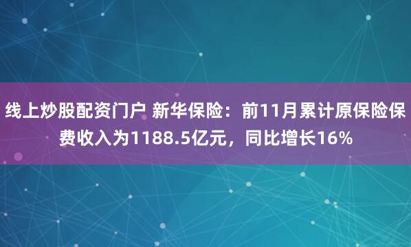 线上炒股配资门户 新华保险：前11月累计原保险保费收入为1188.5亿元，同比增长16%
